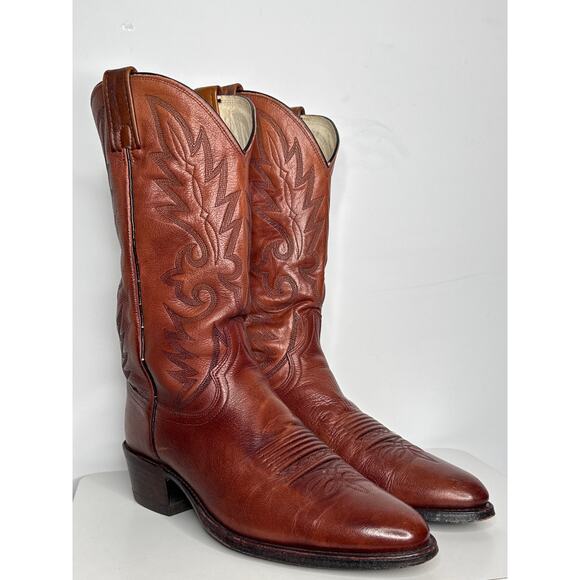 1990s Dan Post Brown Leather Western Cowboy Boots 10.5D main image 4